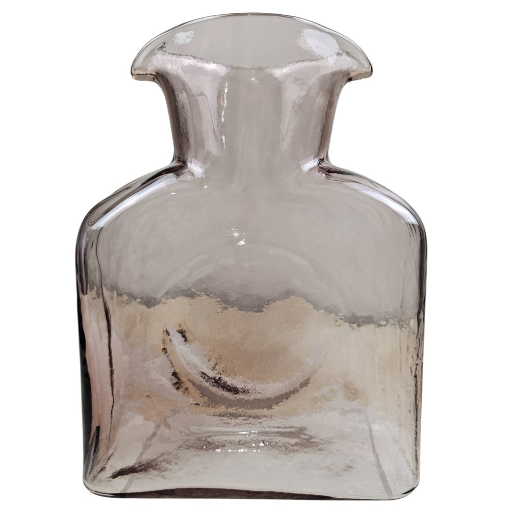 Blenko Purple Glass Hot Water Bottle Shape Vase Double Spout Textured Artisanal